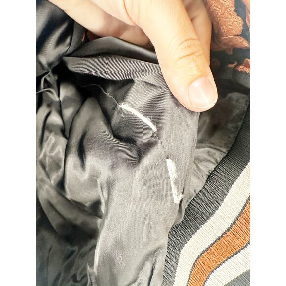 Coach 1941 Shrunken Wild Beast Satin Jacquard Floral Leather Bomber Jacket 00 - Picture 6 of 6